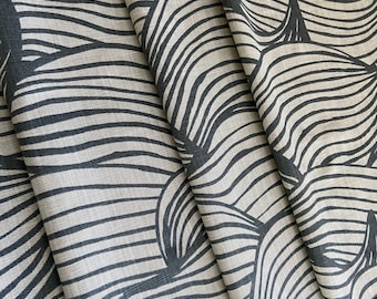 Cotton rod pocket curtains Cafe curtains Kitchen valance Window treatment Scandinavian fabric Bluish gray waves
