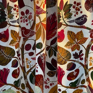Cotton Curtains Cafe Curtains Kitchen Valance Panels Curtains Leaf Retro Plant Rainbow