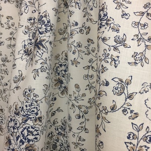 Curtains Cafe Curtains Kitchen Valance Panels Curtains Small Flower Blue Brown In White