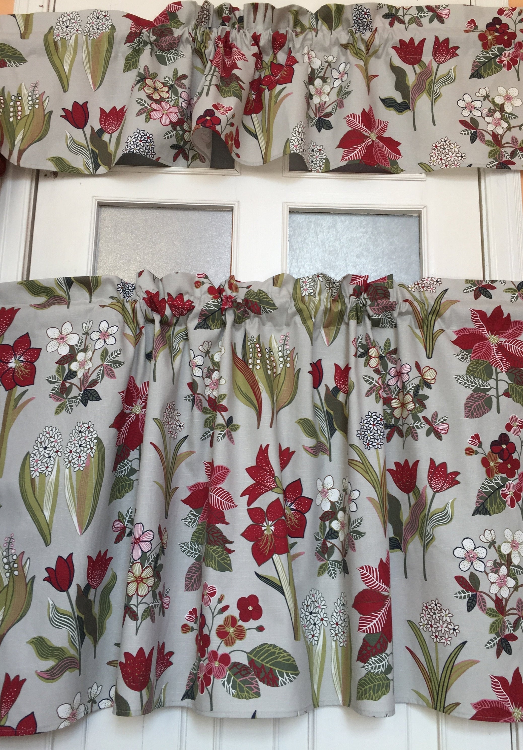 Cotton Curtains Cafe Curtains Kitchen Valance Panels Curtains Etsy