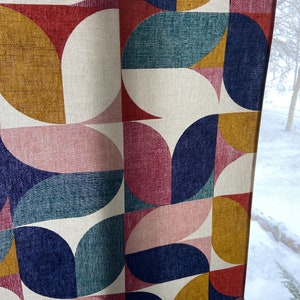 Cotton curtain panels Kitchen curtains Window valance Cafe curtains Rod pocket curtains Colored geometric