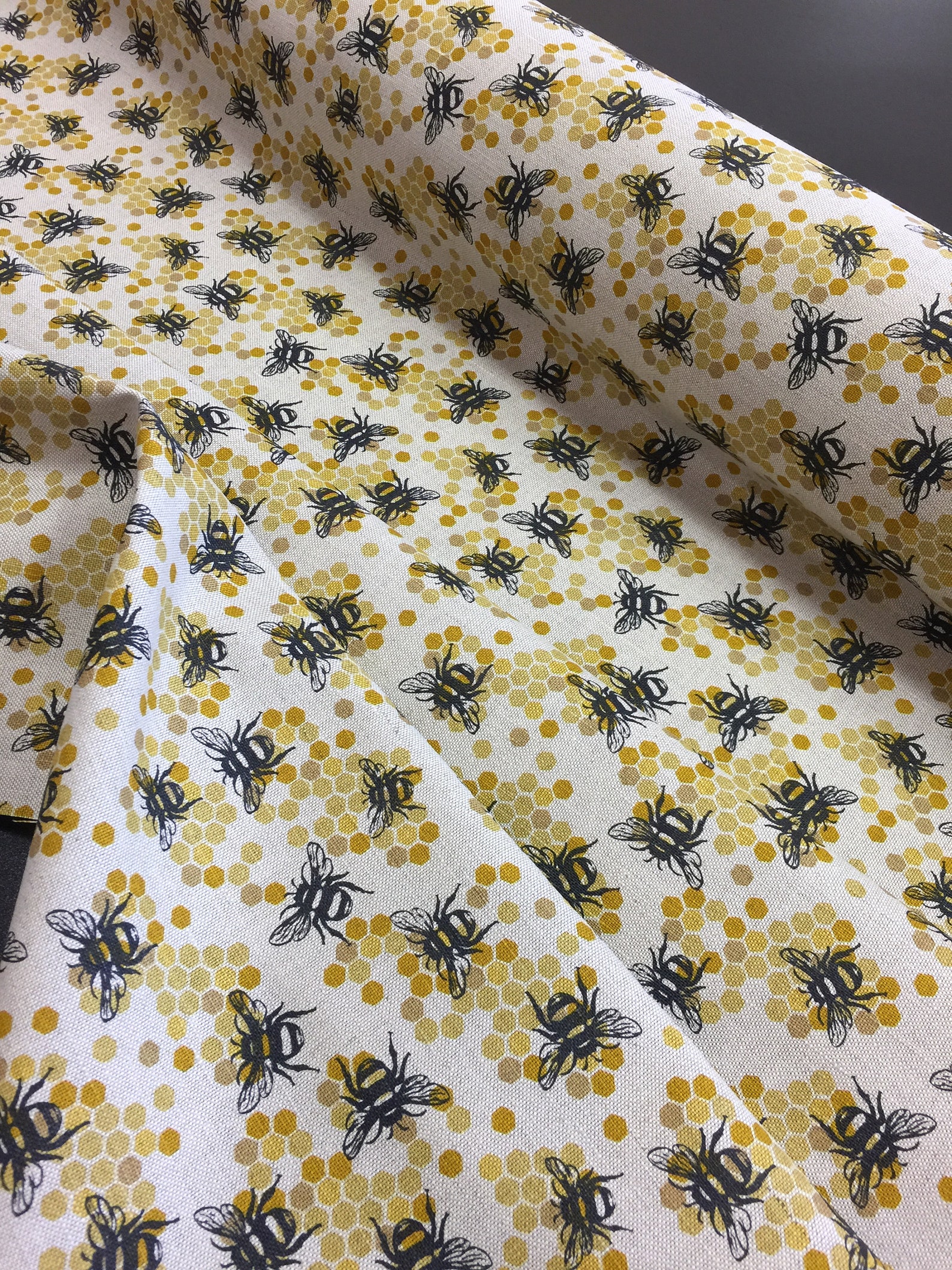 Linen Fabric Bee Pattern Fabric By The Meter European Linen Etsy