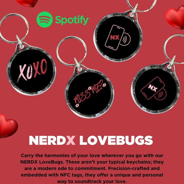 NerdX LoveBugs - NFC Spotify Playlist Keychains | Perfect Valentine's Day Gift