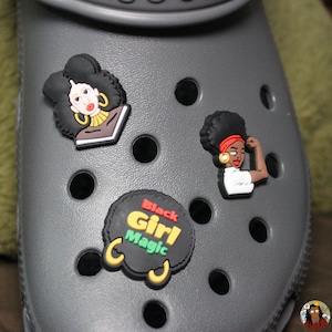 NerdyCharms - 3-Packs - Black Queens Collections | Croc Accessories | Bracelet Charms | Culture Croc Charms