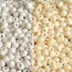 Glass Seed beads 4 mm 6/0 - 25 gr. 300pcs. approx White Ivory Beading Supplies for Jewelry DIY Making