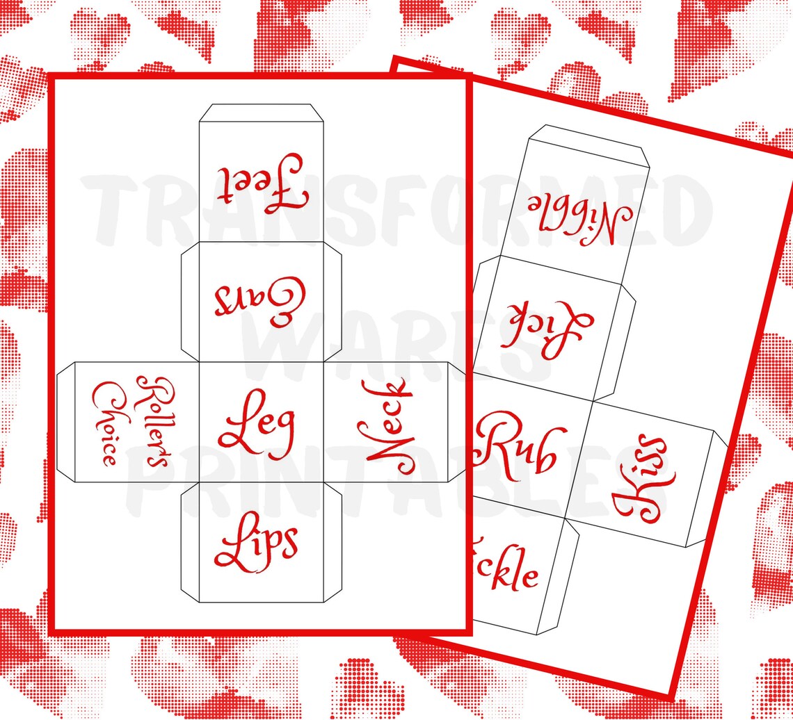 Love Dice Valentine's Day PDF printable Instant Etsy