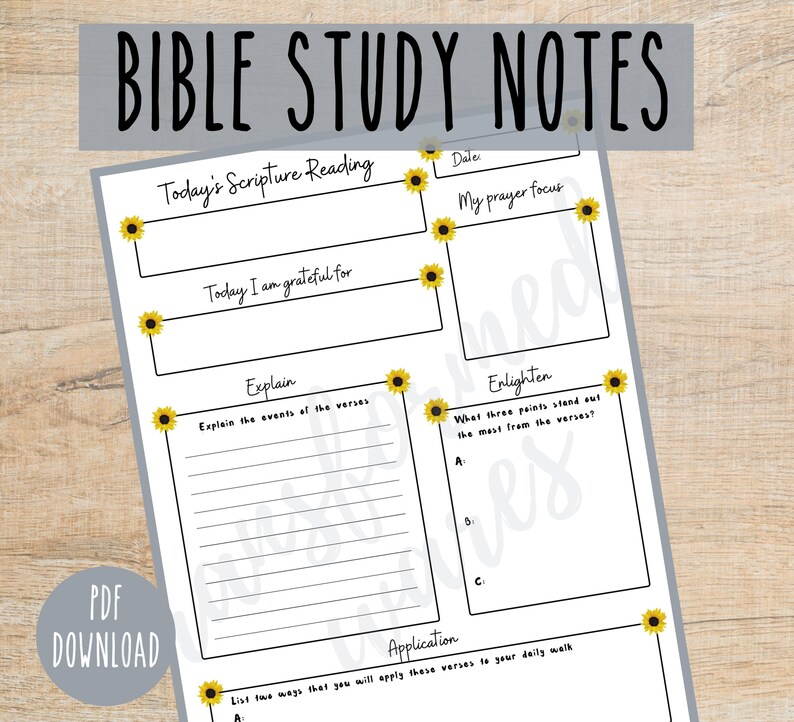 Bible Study Notes, PDF Printable, Instant Download, Church Journal