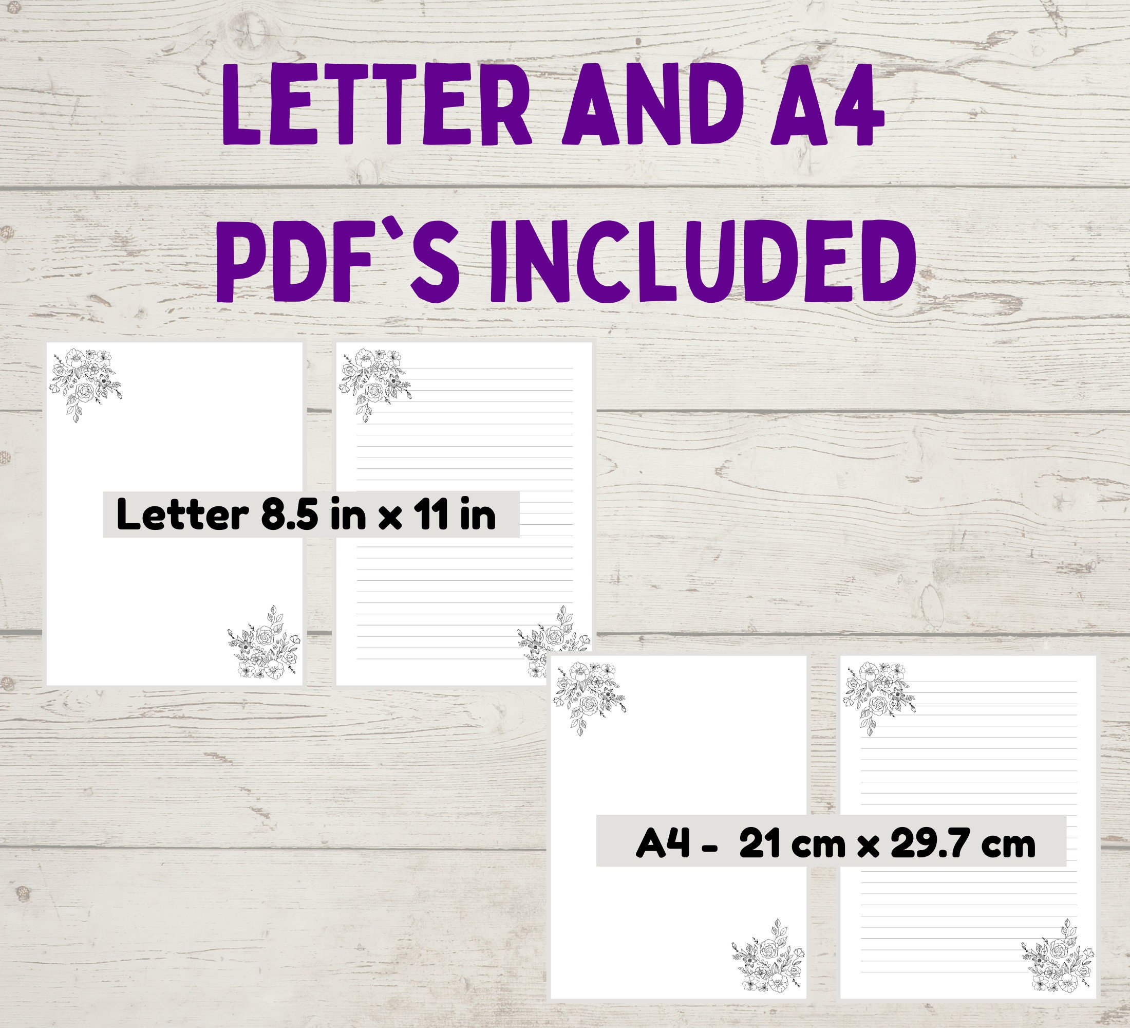 Black and White Floral Printable Stationary Printable Writing Paper ...
