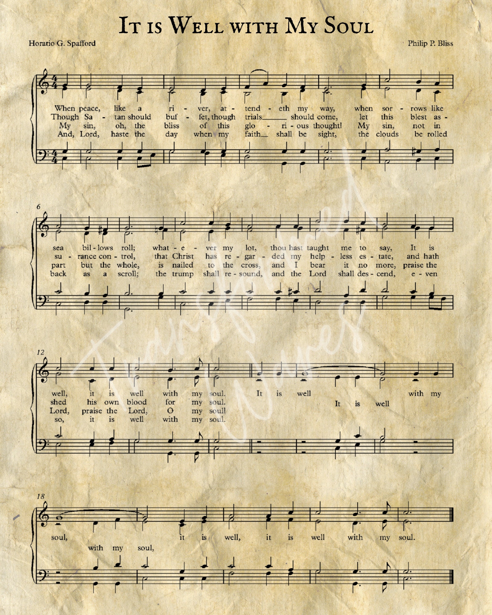 It Is Well With My Soul Print Printable Vintage Sheet Music Etsy