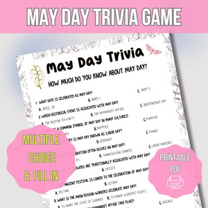 May Day Trivia Game, Printable May Day Game for the Family, Classroom May Day Activity, May Day Party Idea, Spring Festival Icebreaker