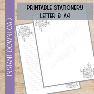 Black and White Floral Printable Stationary Printable Writing Paper ...