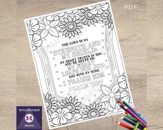 Scripture Coloring Page Bible Verse Coloring Page Printable Instant Download Pdf Psalm Coloring Christian Coloring Page Religious