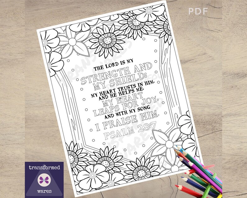 bible verse coloring page printable instant download pdf etsy