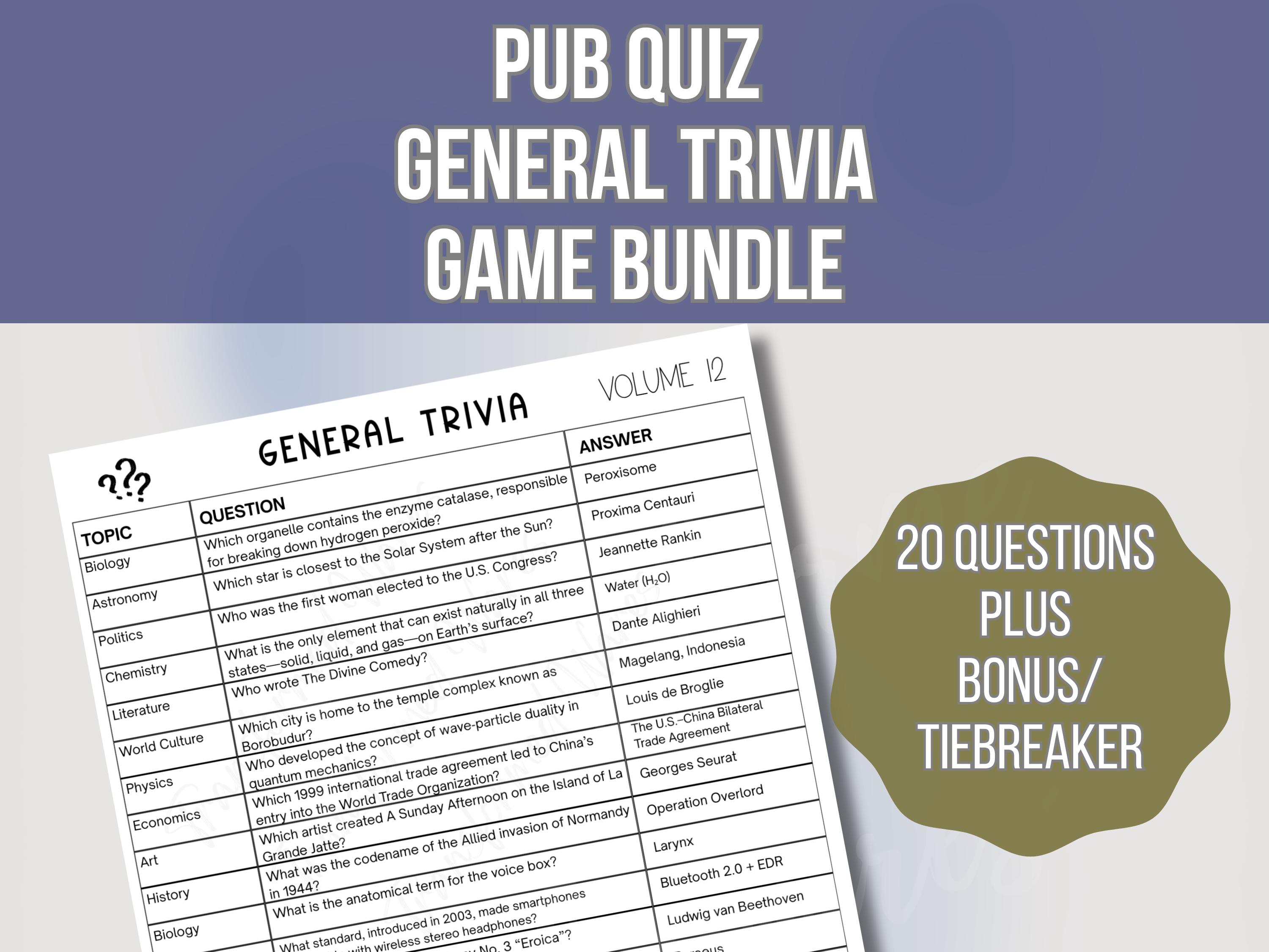 Trivia Topic Screen Ultimate Pub Trivia Night Bundle | 15 Ready-to-play Games | 300 ...