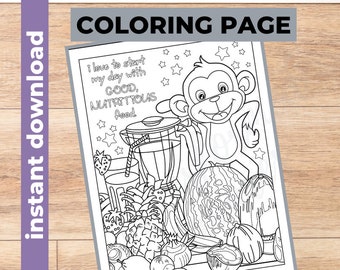 Adult Coloring Page- Morning Affirmation Coloring- Printable - Instant Download PDF- Print at Home-Color Therapy- Uplifting- All Ages- Zen