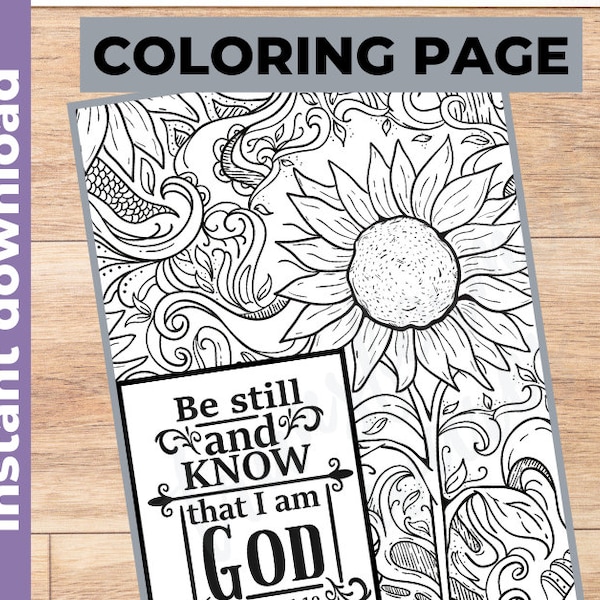 Psalm 46:10 Bible Verse Coloring Page | Scripture Coloring Page | Memorization | Printable | Instant Download PDF | Christian Coloring Sheet