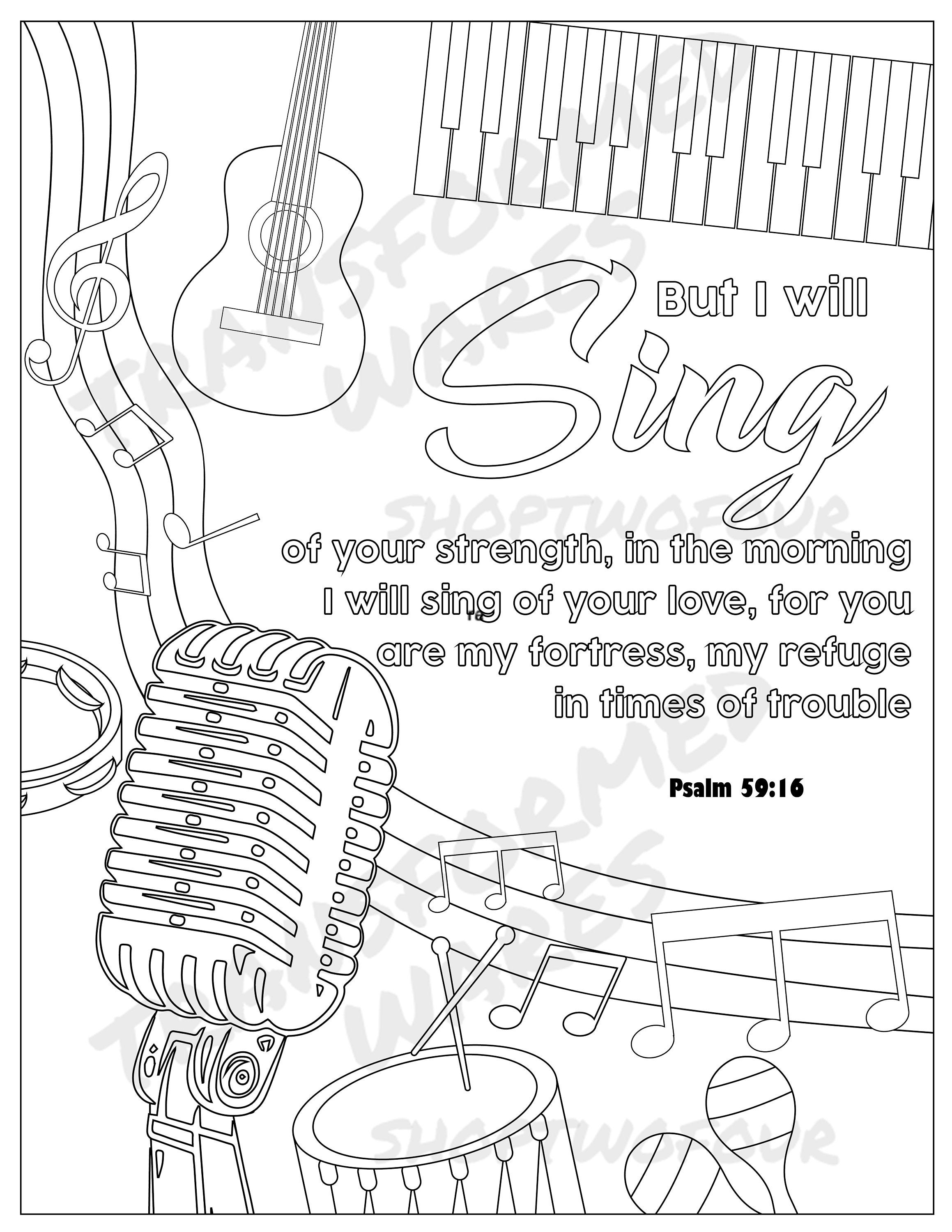 Bible Verse Coloring Page Printable Instant Download PDF - Etsy UK