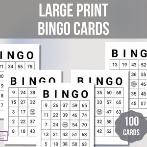 Jumbo Bingo Cards | Large Print 1-75 Bingo Cards | 1 Per Page | Complete Bingo Set | Printable Bingo PDF | Instant Download Bingo Game