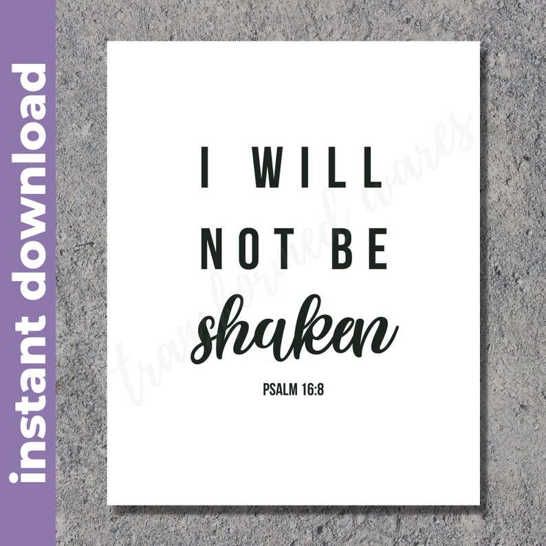 Bible verse printable wall decor bible verse signs bible quote wall art bible verse sign bible typography Psalm 16-8 PDF image 3