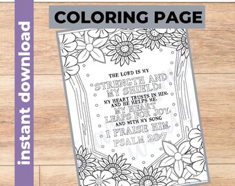 Bible Verse Coloring page | Printable | Instant Download PDF | Psalm Coloring| Christian Coloring page |  Religious | Sunday School | Adult