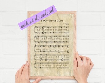 To God Be the Glory Print, Printable Vintage Sheet Music, Antique Hymn, Inspirational Quote, Scrapbook Collage, Christian Art, PDF