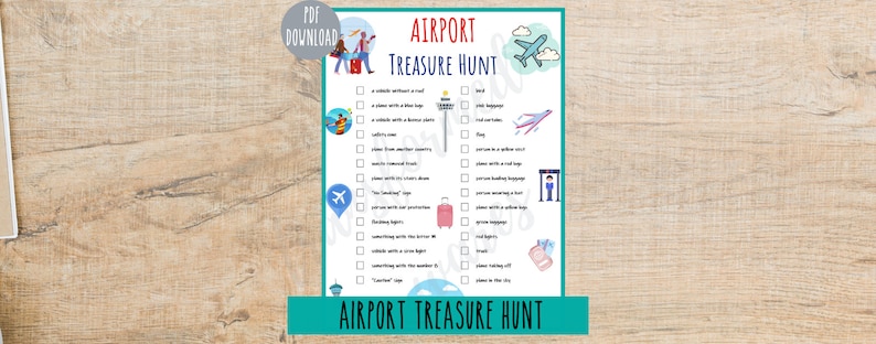 Airport Treasure Hunt for Kids Indoor Scavenger Hunt Game I Spy Games Printable Activities for Children Boredom Travel Games image 2