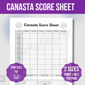 Canasta Score Sheet Template, Printable Canasta Score Sheet, Canasta Game Score Sheet, Printable Canasta Score Card, Girls Game Night Out
