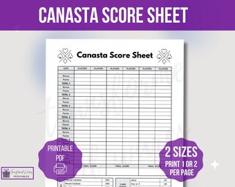 Canasta Score Sheet Template, Printable Canasta Score Sheet, Canasta Game Score Sheet, Printable Canasta Score Card, Girls Game Night Out