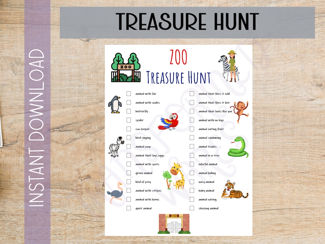 Zoo Treasure Hunt for Kids | Animal Scavenger Hunt Game | Children's ...