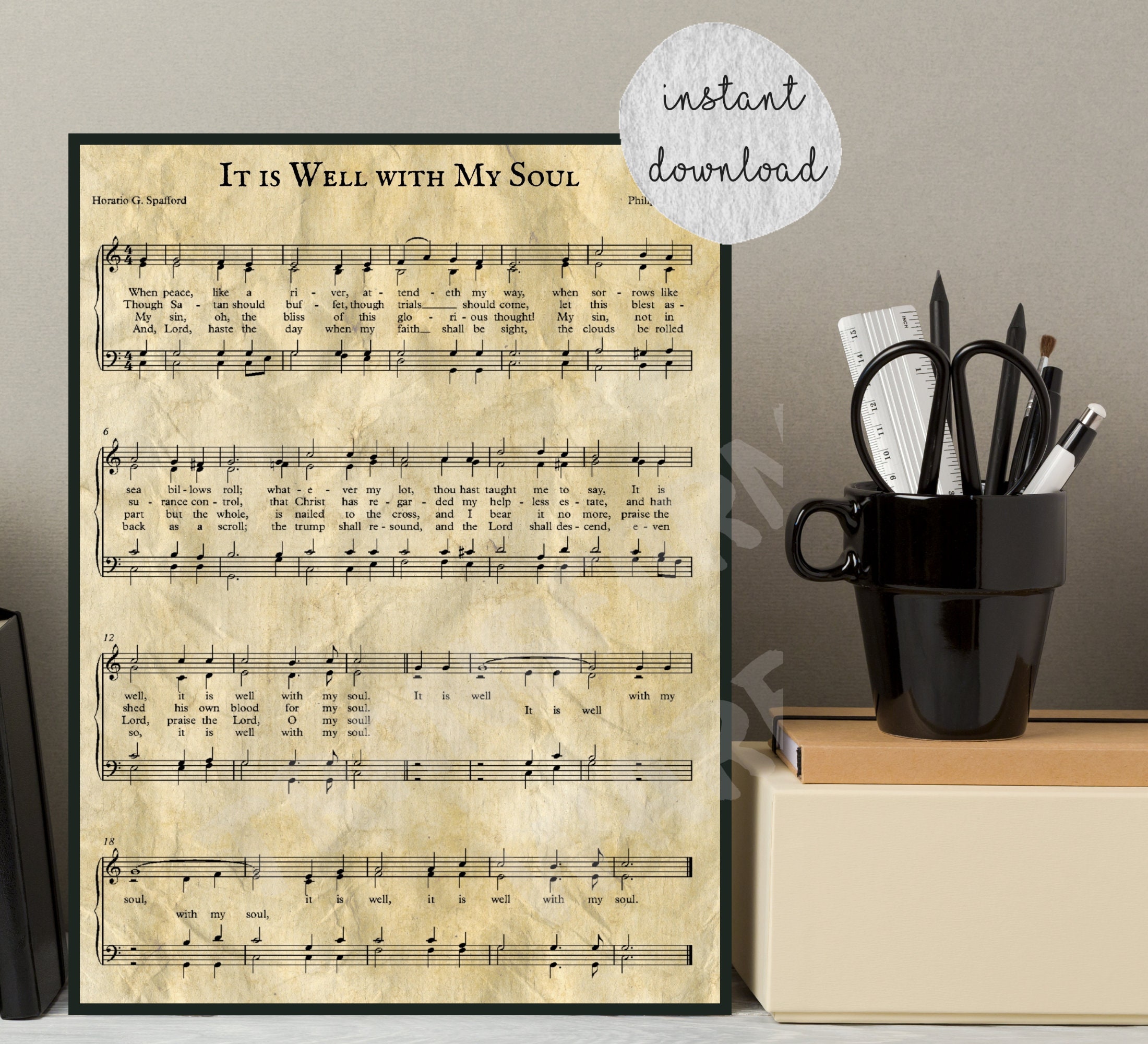 It Is Well With My Soul Print Printable Vintage Sheet Music Etsy Espa a