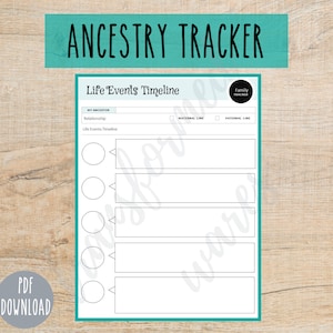 Ancestry Tracker Genealogy Tracker Ancestry Planner Genealogy Printable Family History Sheet Instant Download image 4