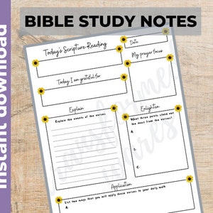 Bible Study Notes, PDF Printable, Instant Download, Church Journal ...