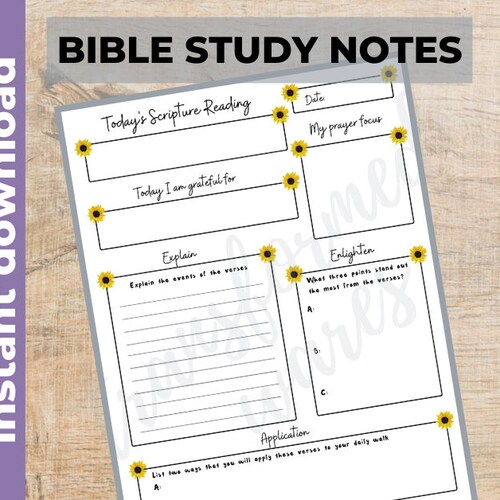 bible study notes pdf printable instant download church etsy