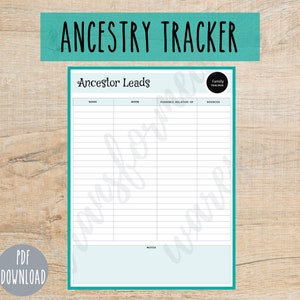 Ancestry Tracker Genealogy Tracker Ancestry Planner Genealogy Printable Family History Sheet Instant Download image 5