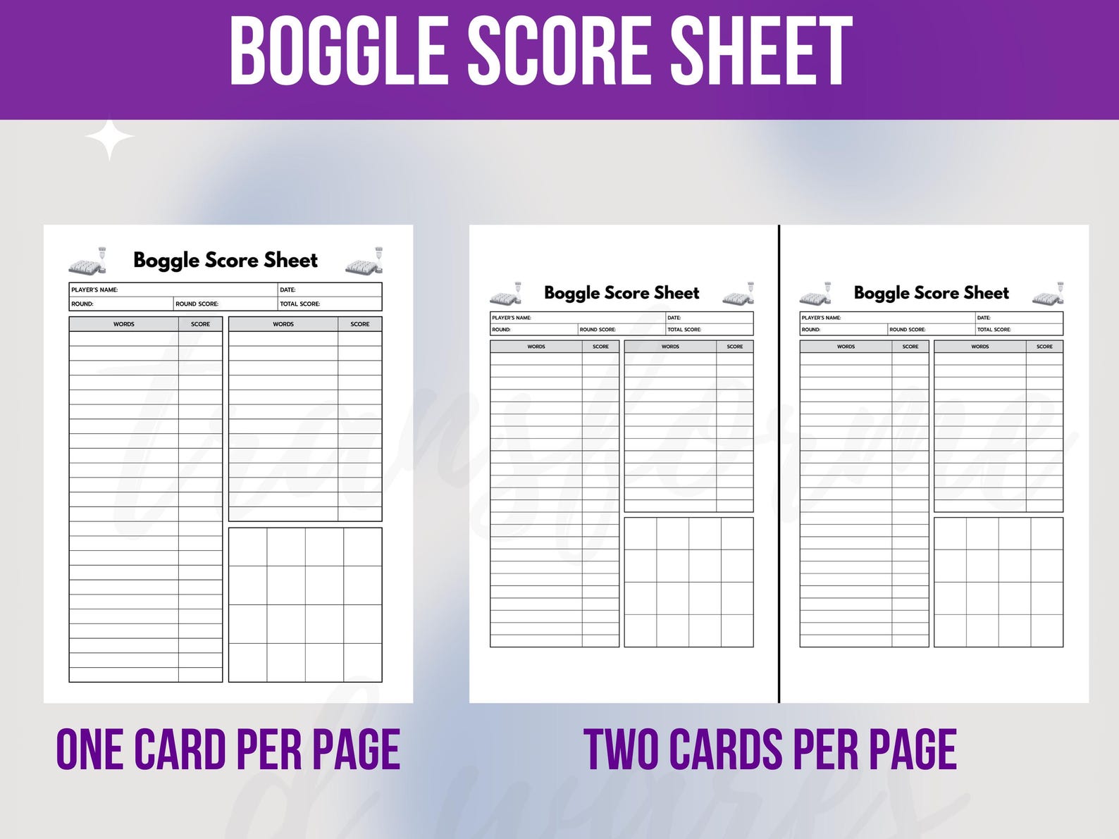 Boggle Score Sheet Template, Printable Boggle Score Sheet, Play Boggle ...