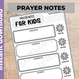 Prayer Notes for Kids PDF printable Instant download Boys image 1
