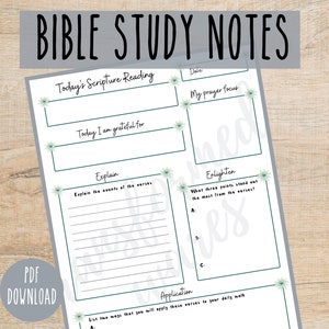 Bible Study Notes, PDF Printable, Instant Download, Church Journal ...