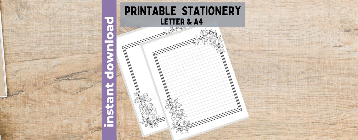 Black and White Floral Printable Stationary Printable Writing Paper ...