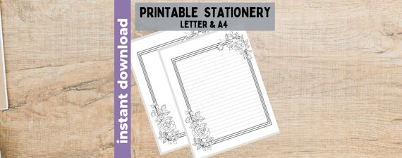 Black and White Floral Printable Stationary Printable | Etsy