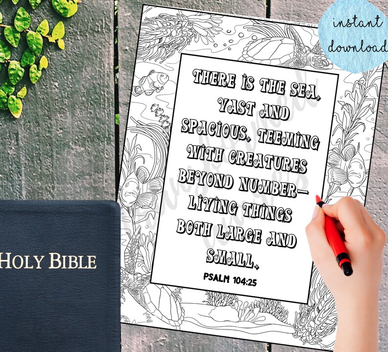 Bible Verse Coloring Page Printable Instant Download PDF Bible Coloring ...