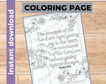 Bible Verse Coloring page | Printable | Instant Download PDF | Psalm Coloring| Christian Coloring page |  Religious | Sunday School | Adult