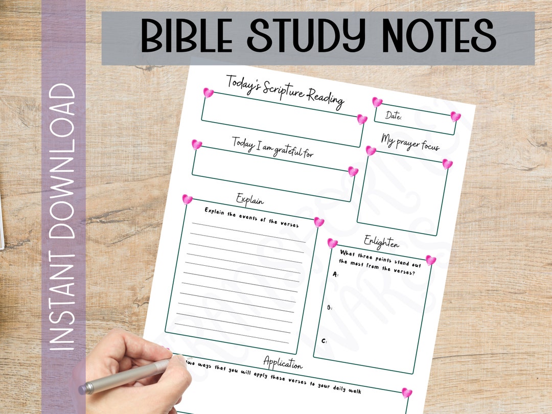 Bible Study Notes, PDF Printable, Instant Download, Church Journal ...