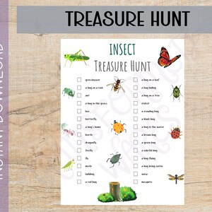 Insect Treasure Hunt for Kids | Outdoor Scavenger Hunt Game | I Spy Games | Printable Activities for Children | Bug Treasure Hunt | Games