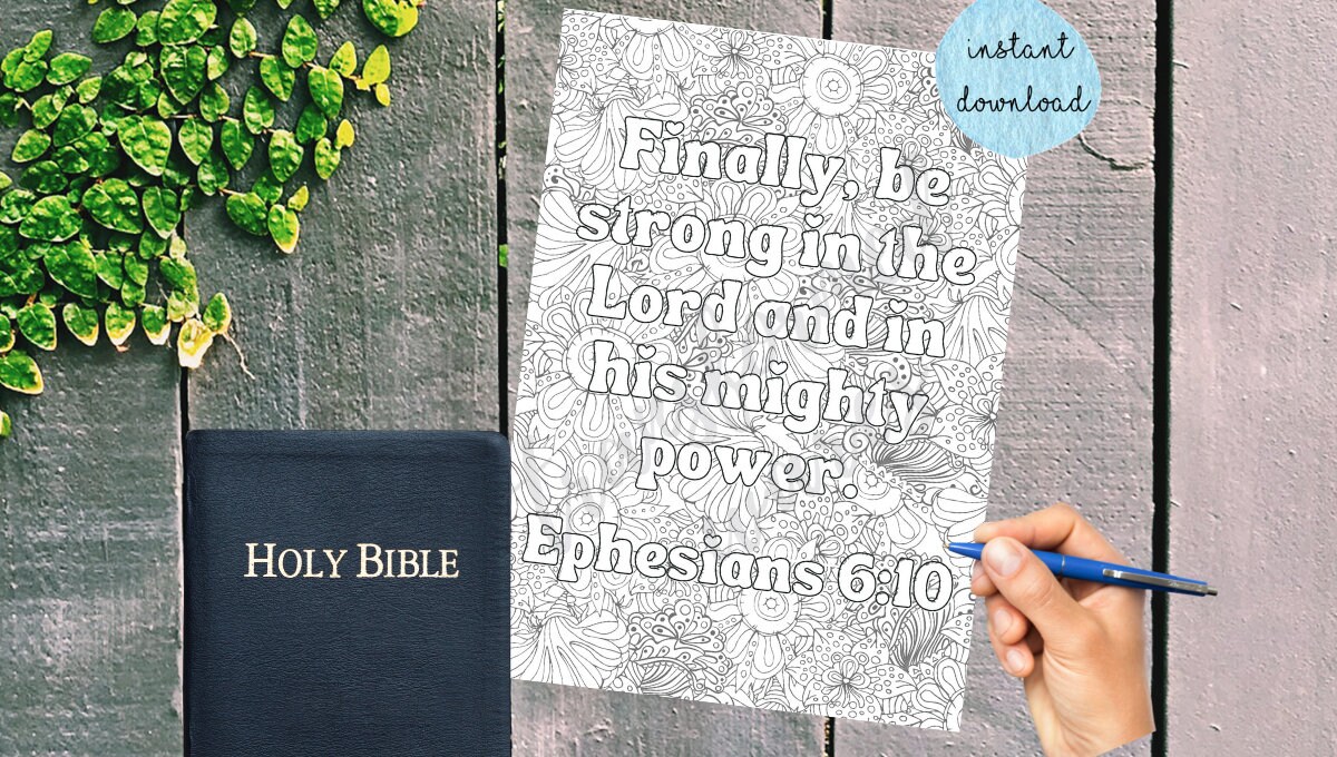 Bible Verse Coloring Page Ephesians 6:10 Scripture Coloring Page ...