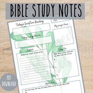 Bible Study Notes, PDF Printable, Instant Download, Church Journal ...