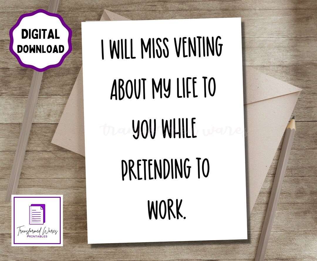 Printable New Job Greeting Card Funny New Job Card 5X7 Co Worker Cards Instant Download PDF for ...