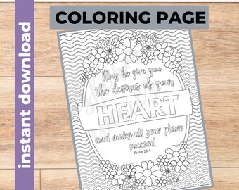 Scripture Coloring Page- Bible Verse Coloring Page- Printable - Instant Download PDF- Psalm Coloring- Christian Coloring Page-  Religious