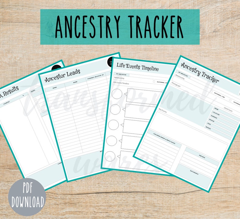 Ancestry Tracker Genealogy Tracker Ancestry Planner Genealogy Printable Family History Sheet Instant Download image 2