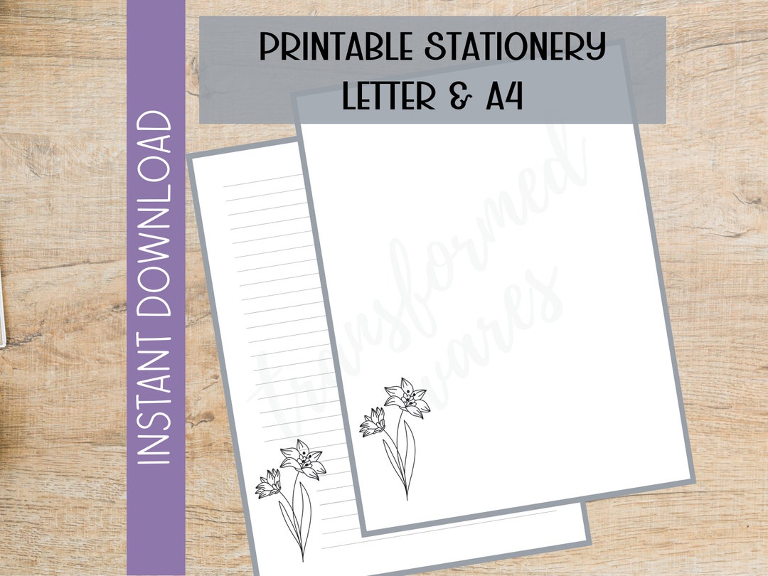 Black and White Floral Printable Stationary Printable Writing Paper ...