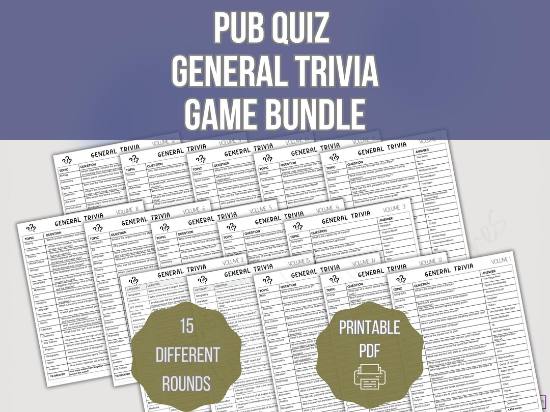 Ultimate Pub Trivia Night Bundle | 15 Ready-to-play Games | 300 ...